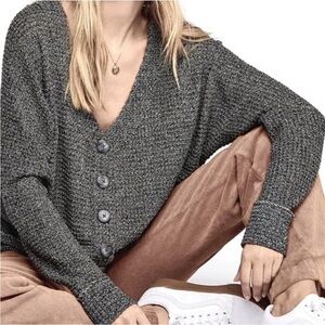 We The Free Top Dog Waffle Knit Button Front Cardigan